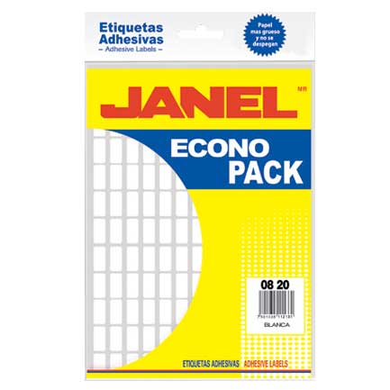 Etiqueta janel escolar blanca 8x20 econopack