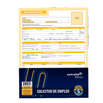 Block solicitud de empleo 40 hojas
