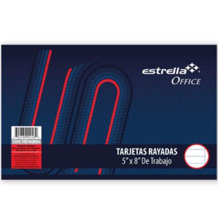 Tarjetas de trabajo estrella 5"x8"(20.3x12.7cm) rayada c/100 hojas