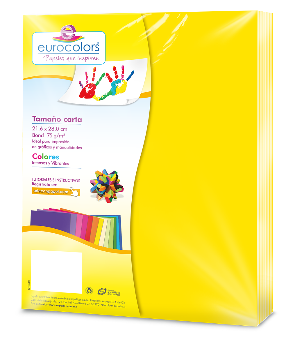 Papel Cortado Eurocolors Carta Amarillo Neon C/100 - Vista 2