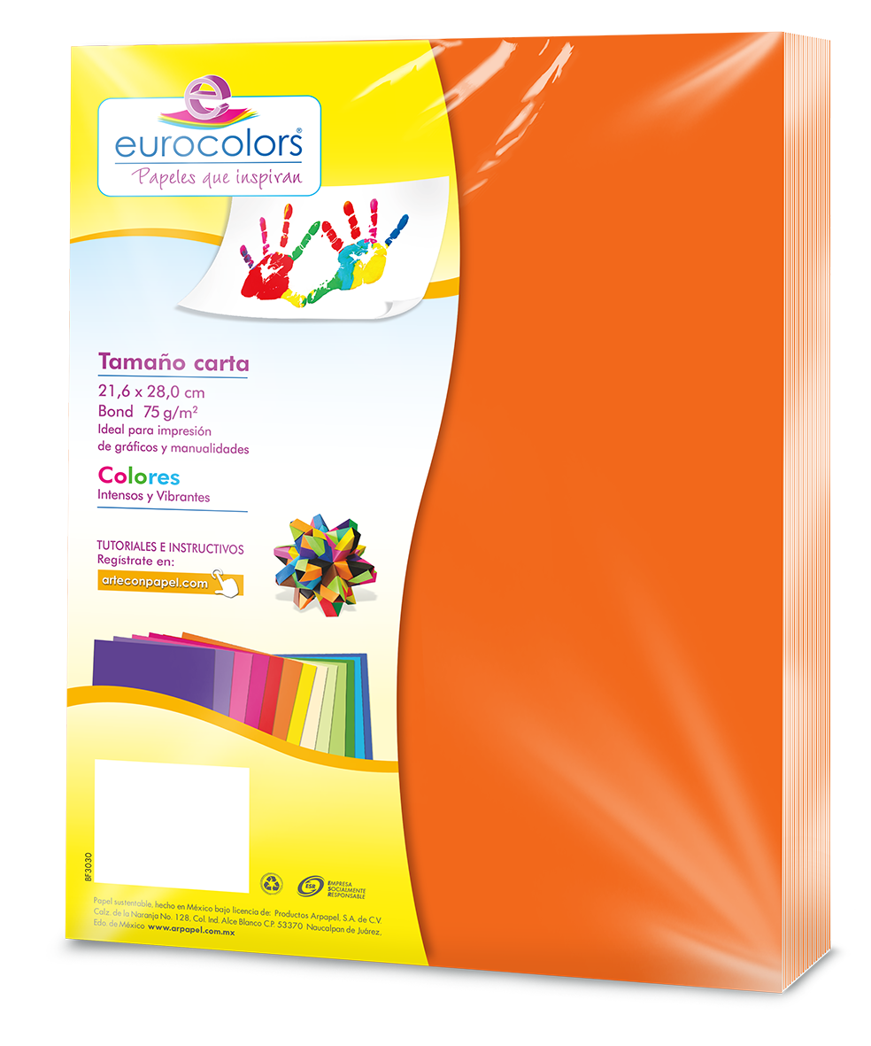 Papel Cortado Eurocolors Carta Naranja Zanahoria C/100 - MAS RECIO