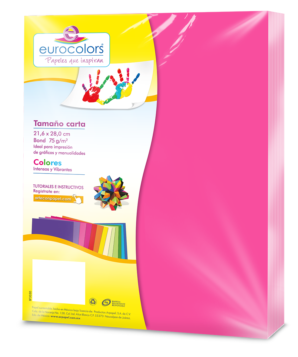 Papel Cortado Eurocolors Carta Rosa Neon C/100 - Vista 2