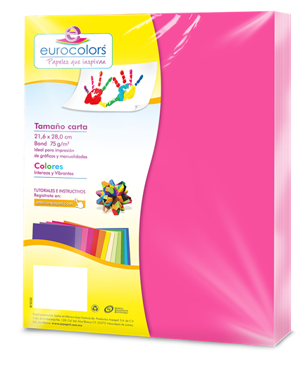 EOPPAPAK019 - PAPEL CORTADO EUROCOLORS CARTA ROSA NEON C/100