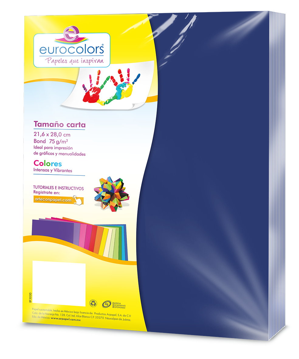 Papel Cortado Eurocolors Carta Azul Aquamarino C/100 - MAS RECIO