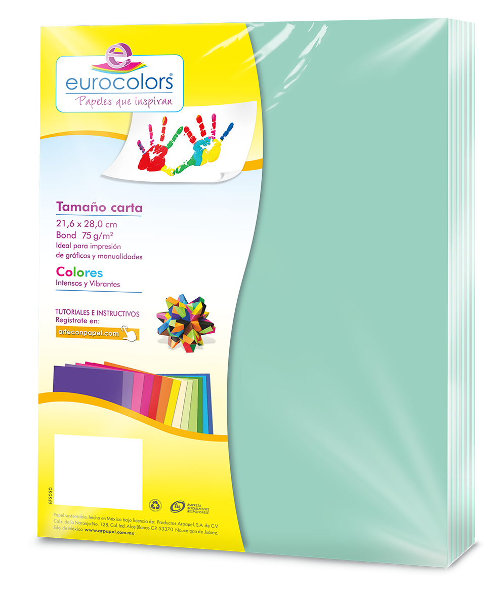 Papel cortado eurocolors carta azul pastel c/100