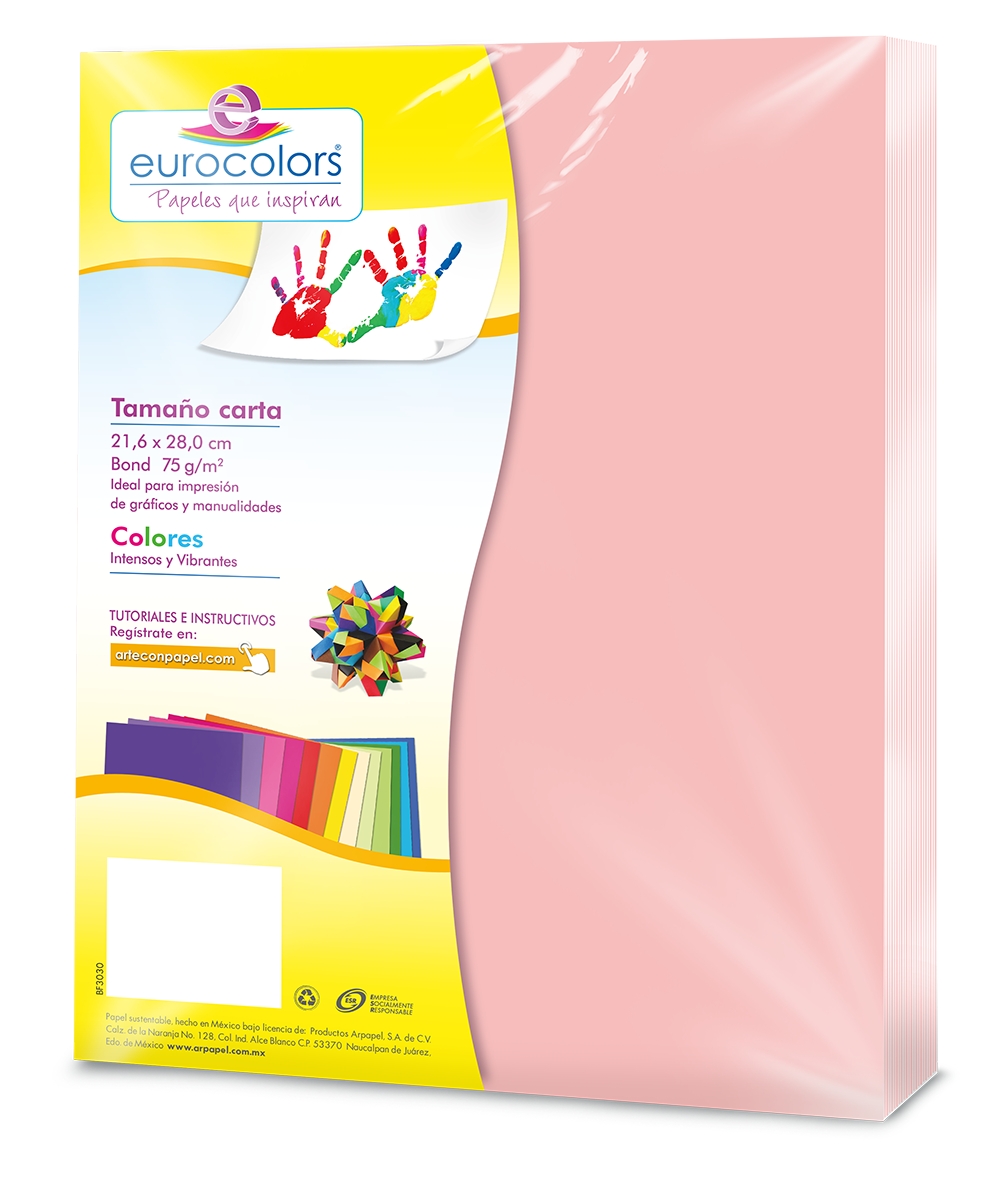 Papel Cortado Eurocolors Carta Rosa Pastel C/100 - MAS RECIO