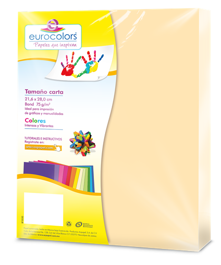 Papel cortado eurocolors carta crema c/100