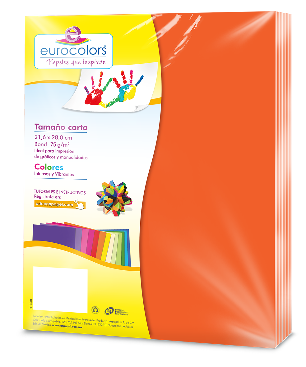 Papel Cortado Eurocolors Carta Naranja Neon C/100 - Vista 2
