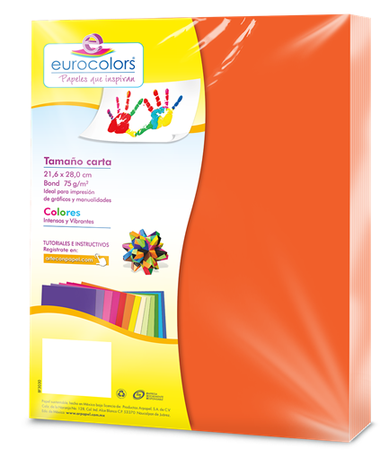EOPPAPAK027 - PAPEL CORTADO EUROCOLORS CARTA NARANJA NEON C/100