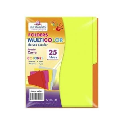 Folder eurocolors multicolor arco&iacute;ris ne&oacute;n c/25 pzas