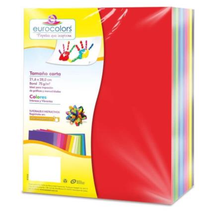 Papel cortado eurocolors arcoiris carta 1000h/pqte 10 colores