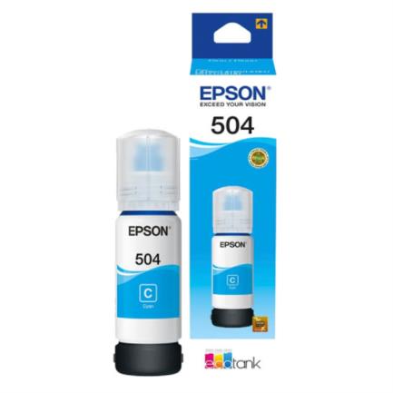 Tinta epson original t504 70ml ecotank l4150/l4160 color cian