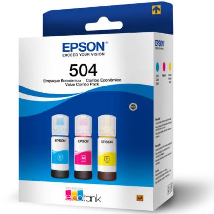 Tinta Epson T504 Pack 3 Pzas Colores Cian/Magenta/Amarillo - Artículos Promocionales MAS RECIO