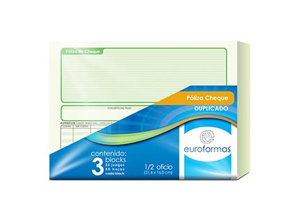 Poliza cheque euroforma duplica 1/2 oficio 25 jgs c/3b