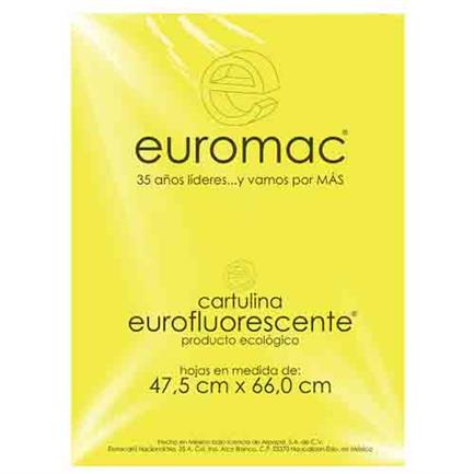 Cartulina euromac fluorescente amarillo 47.5x66cm c/10