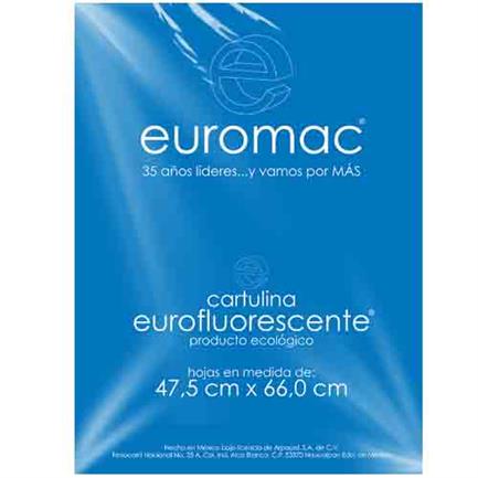 Cartulina euromac fluorescente azul 47.5x66cm c/10