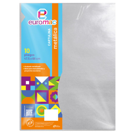 Cartulina Metalica Euromac Plata 47.5 X 66 cms Bolsa c/10 hojas - Artículos Promocionales MAS RECIO