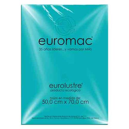 Papel lustre euromac 50x70" azul aquamarino 24 hojas