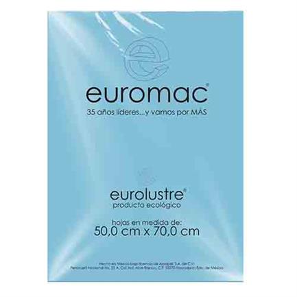 Papel lustre euromac azul pastel 50x70 24 hojas
