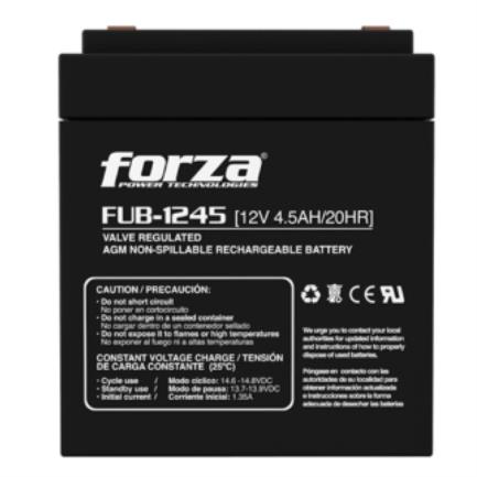 Batería forza fub-1245 sellada de plomo-Ácido recargable 12v 4.5ah agm sin mantenimiento negro