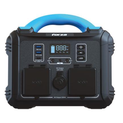 Generador eléctrico portátil forza fpp-t300 300w tomas 2ac/6dc 2 ventiladores pantalla lcd panel de control integrado