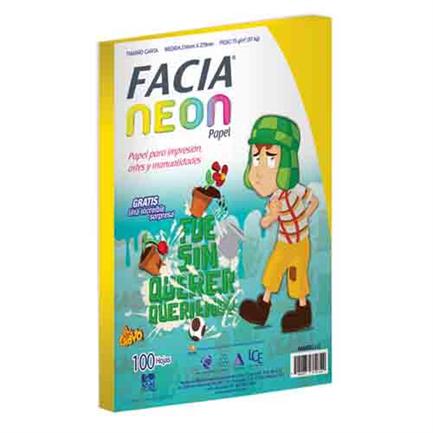 Papel facia vision neon amarillo tamaÑo carta c/100 hjs