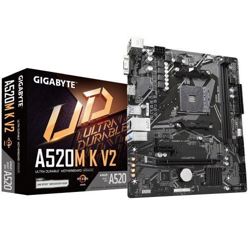 Tarjeta Madre Gigabyte UD A520M K V2 2xDDR4 64GB 5100Mhz HDMI D-Sub PCIe 3.0 M.2 S AM4 Ryzen mATX