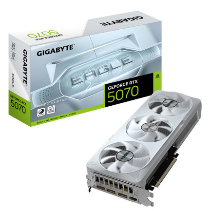 Tarjeta de video gigabyte eagle ice sff geforce rtx5070 oc 12gb triple fan white rgb gddr7 192-bit pcie 5.0 hdmi dp