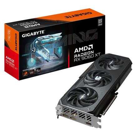 Tarjeta de Video Gigabyte Gaming Radeon RX9060 XT OC 16GB Triple Fan GDDR6 128 bit PCIe 5.0 1xHDMI 2xDP