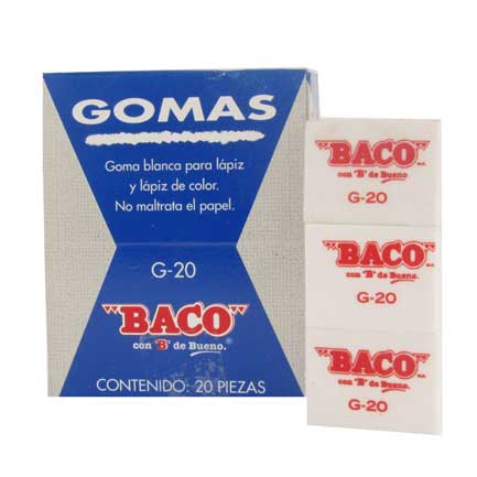 Borrador baco blanco p/lapiz grande c/20