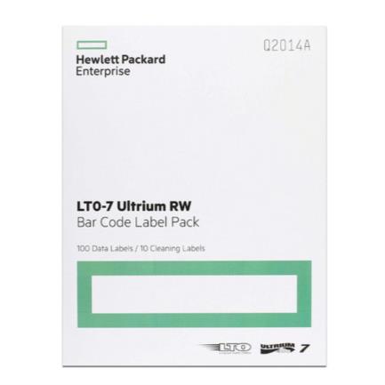 Paquete de etiquetas hpe códigos de barras lto-7 ultrium rw
