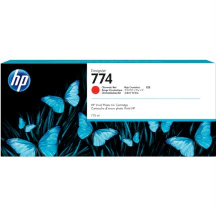 Tinta hp lf designjet 774 capacidad est&aacute;ndar 775ml color rojo crom&aacute;tico