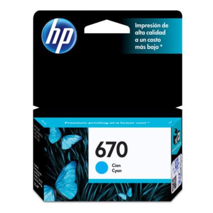 Tinta hp 670 cyan