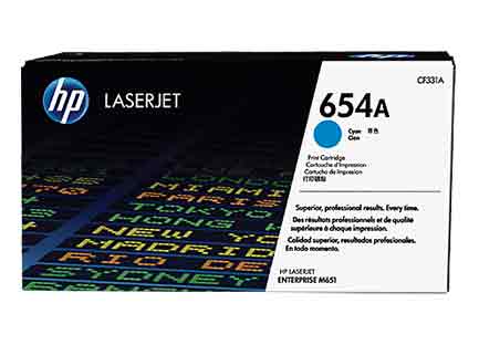 Cartucho tóner original hp 654a laserjet cian