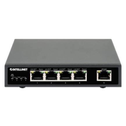 Switch intellinet poe+ con 5 puertos gigabit color negro