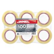 Cinta janel 155 empaque transparente 48mmx150m paquete c/6 pzas