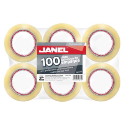 Cinta janel 155 empaque transparente 48mmx50m paquete c/6 pzas