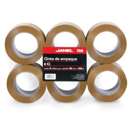 Cinta janel 156 empaque canela 48mmx150m paquete c/6