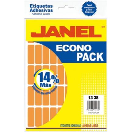 Etiquetas adhesivas janel econopack fluorescente 13x38mm color naranja sobre c/1120