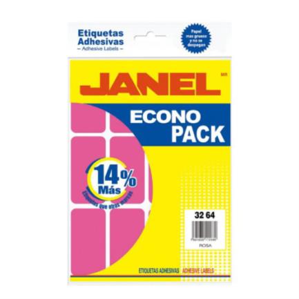 Etiquetas adhesivas janel econopack fluorescentes 32x64mm color rosa sobre c/96