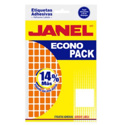 Etiquetas adhesivas janel econopack no 4 naranja 8mm x 20mm c/1008 etiquetas por sobre