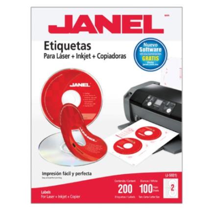 Etiquetas adhesivas janel l&aacute;ser j-5931 cd 117mm caja 200 etiquetas x paquete