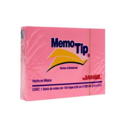 Notas adhesivas janel memo tip 2x3" colores neón