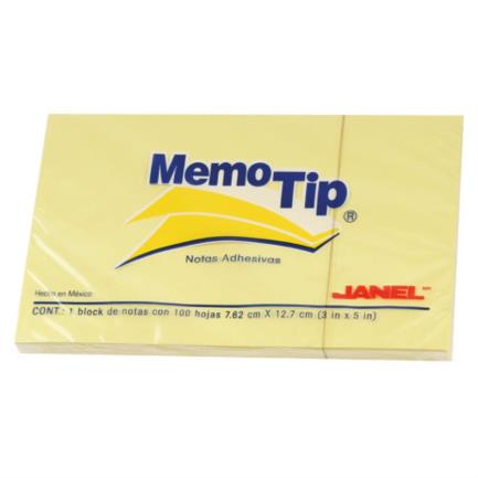 Notas adhesivas janel memo tip 3x5" con 6 blocks de 100 hojas c/u