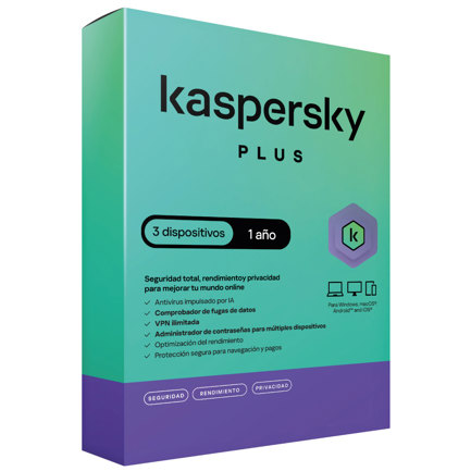 Licencia antivirus kaspersky plus 1 a&ntilde;o 3 dispositivos