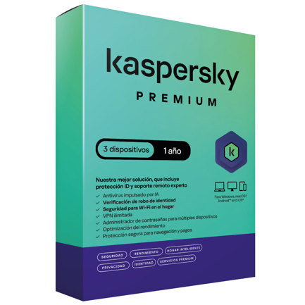 Licencia antivirus kaspersky premium 1 a&ntilde;o 3 dispositivos