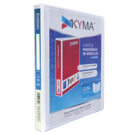 Carpeta panorámica kyma de vinil tamaño carta 1/2" aro en "o" blanca