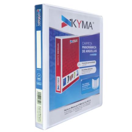 Carpeta panor&aacute;mica kyma de vinil tama&ntilde;o carta 1" aro en "o" blanca