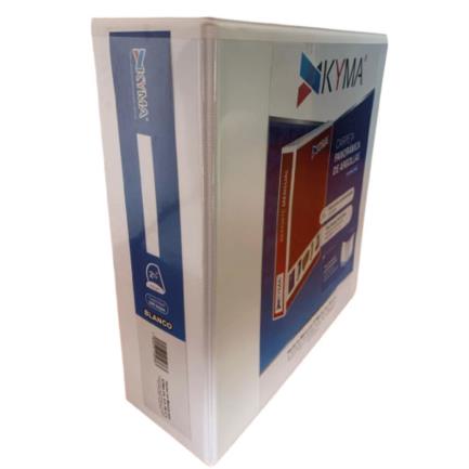 Carpeta panor&aacute;mica kyma de vinil tama&ntilde;o carta 2 1/2" aro en "d" blanca