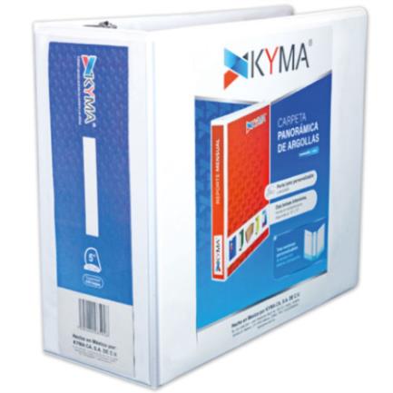Carpeta panor&aacute;mica kyma de vinil tama&ntilde;o carta 5" aro en "d" blanca